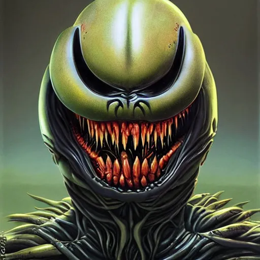 Image similar to Lofi Giger Scorn portrait of Venom as Alien Pixar style by Tristan Eaton Stanley Artgerm and Tom Bagshaw