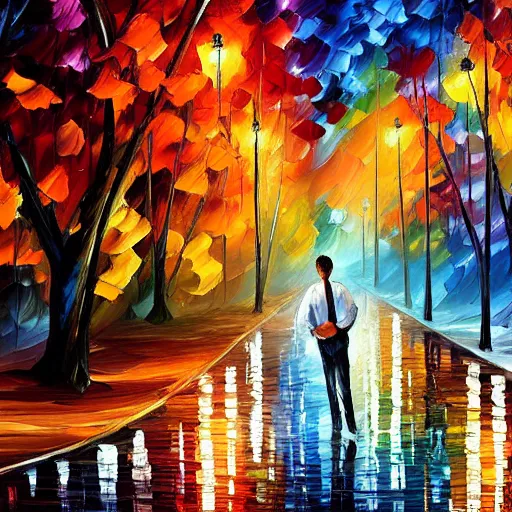 Prompt: a portrait of a character in a scenic environment by Leonid Afremov