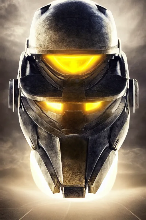 Image similar to robot ninja mask helmet halo master chief radiating a glowing aura global illumination ray tracing hdr fanart arstation by ian pesty and katarzyna da „ bek - chmiel