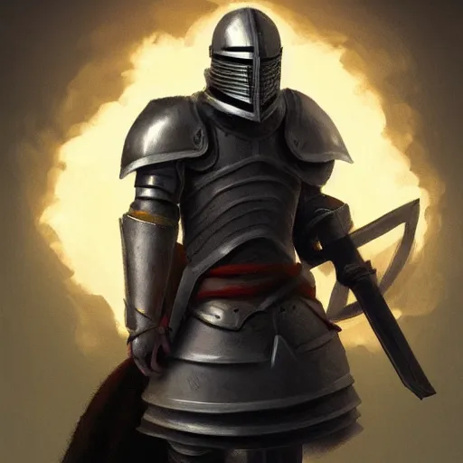 Image similar to an fantastic armored helmetless knight hold a glow white bird, atmospheric, concept art