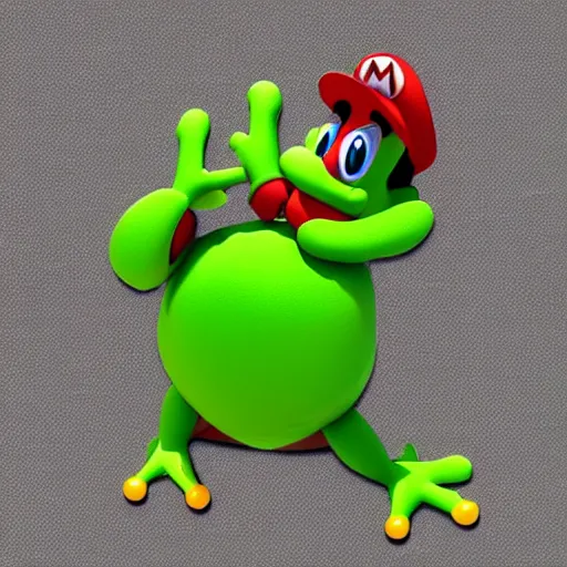 Prompt: mario as frog