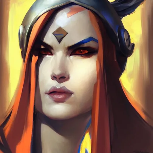 Image similar to greg manchess portrait painting of a female kratos as overwatch character, medium shot, asymmetrical, profile picture, organic painting, sunny day, matte painting, bold shapes, hard edges, street art, trending on artstation, by huang guangjian and gil elvgren and sachin teng