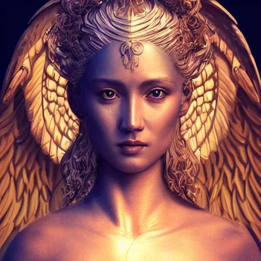 Prompt: a WLOP 3d render of a highly detailed beautiful mystic portrait of a biblically accurate angel, intricate, extremely detailed, digital painting, artstation, concept art, smooth, sharp focus, illustration, intimidating lighting, incredible art