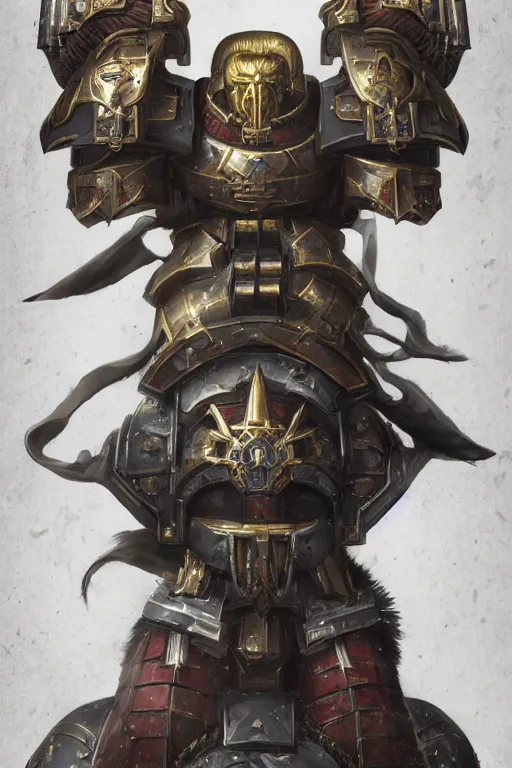 Image similar to armor portrait heros warhammer 4 0 k horus heresy fanart - the primarchs emperor by johannes helgeson animated with vfx concept artist & illustrator global illumination ray tracing hdr fanart arstation zbrush central hardmesh 8 k octane renderer comics stylized