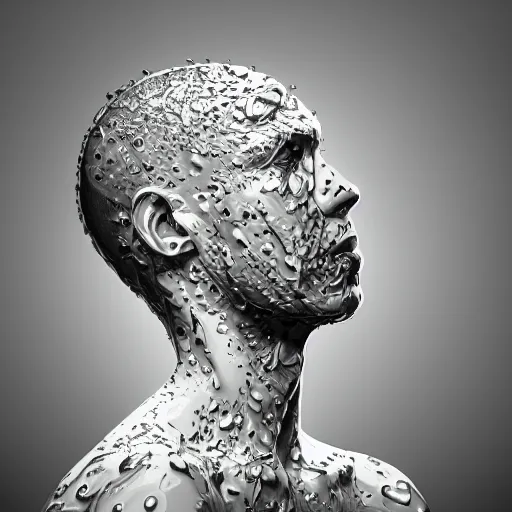 Image similar to a human head, water artwork manipulation, ray tracing, sharp focus, realistic water, long shot