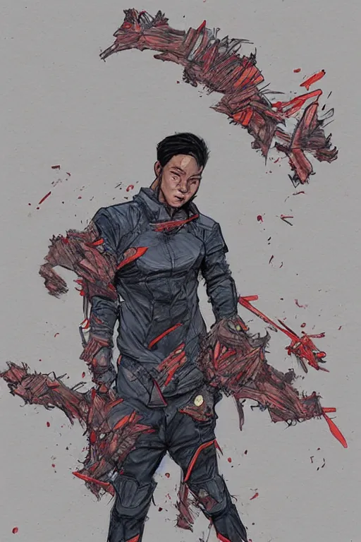 Image similar to how do you deal with all of the mess, art by eric - anthony johnson, sketch by jacqueline e, color by bo feng lin