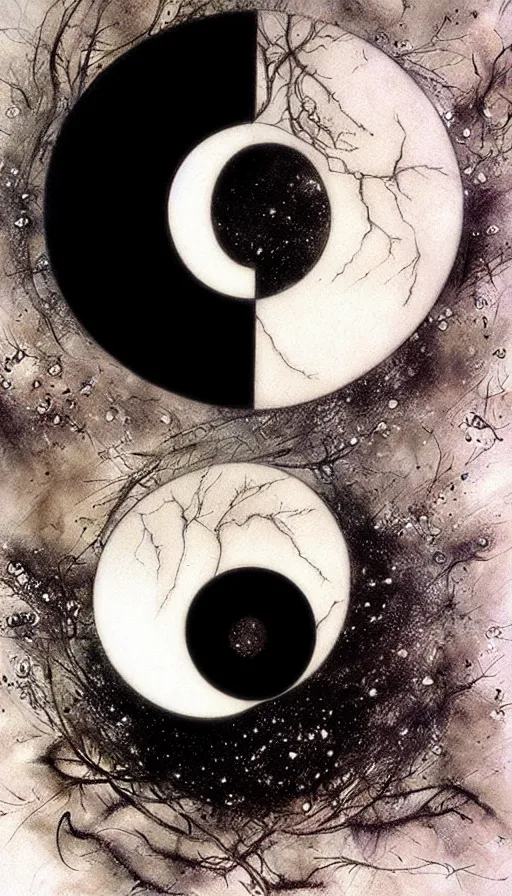 Prompt: Abstract representation of ying Yang concept, by Luis Royo,