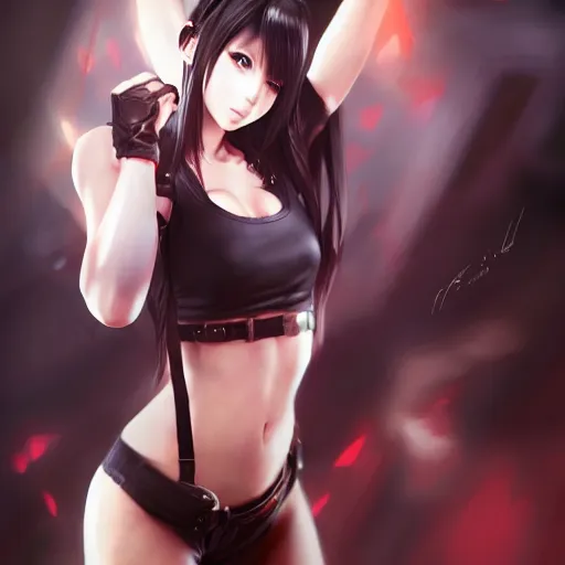 Image similar to beautiful anime art of tifa lockhart by WLOP, rossdraws, Logan Cure, Mingchen Shen, BangkuART, sakimichan, yan gisuka, JeonSeok Lee, zeronis, Chengwei Pan on artstation