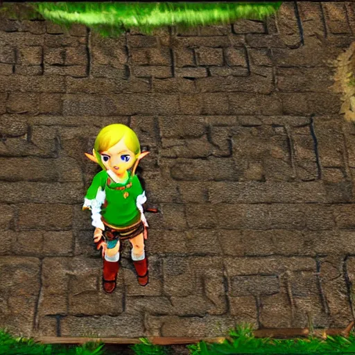 Image similar to linkle doing the splits, ingame screenshot from zelda