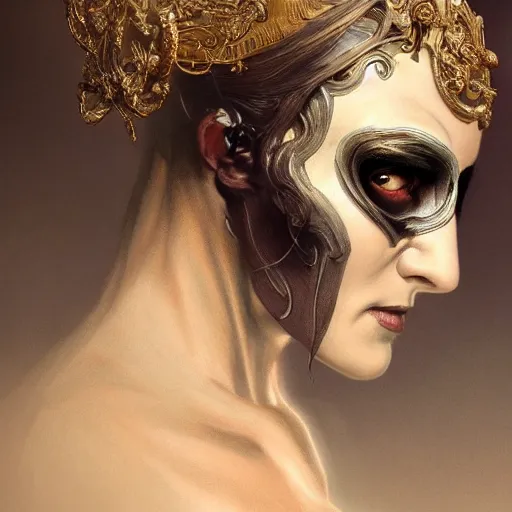 Image similar to portrait painting of the phantom of the opera, ultra realistic, concept art, intricate details, eerie, highly detailed, photorealistic, octane render, 8 k, unreal engine. art by artgerm and greg rutkowski and alphonse mucha