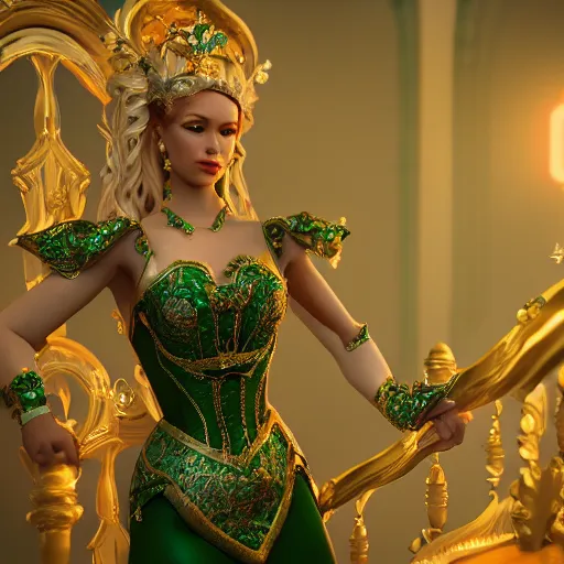 Image similar to wonderful princess of emerald with fair skin, ornate 8 k gorgeous intricate detailed, accent lighting, dramatic light, octane render