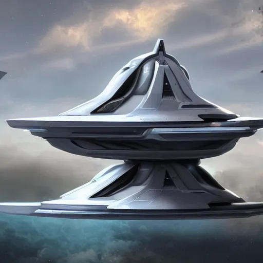 Image similar to high res futuristic starship designed by Paul Chadeisson