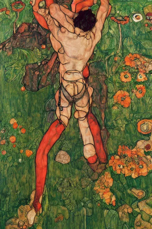 Image similar to A giant gardener art style by Egon Schiele, trending on artstation, artstationHD, artstationHQ, 4k, 8k