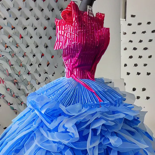 Prompt: dresses made of plastic