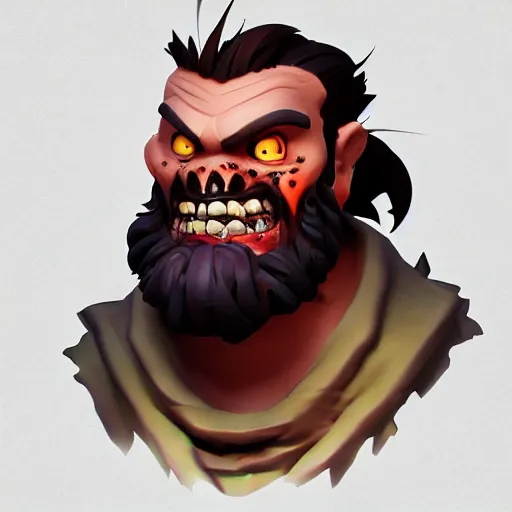 Image similar to portrait of the zombie pirate lechuck, big black beard, rotten skin, mattepainting concept blizzard pixar maya engine on stylized background splash comics global illumination lighting artstation lois van baarle, ilya kuvshinov, rossdraws