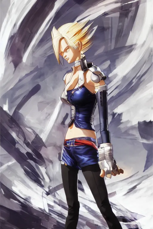 Prompt: android 18 from dbz in a spinoff in blade and soul concept art on a render by the artist Hyung tae Kim , Shigenori Soejima, Jiyun Chae, Joe Madureira, trending on Artstation by Hyung tae Kim, artbook, Stanley Artgerm Lau, WLOP, Rossdraws , Shigenori Soejima