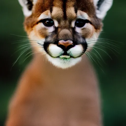 Image similar to dslr portrait still of a mountain lion cub, 8 k, 8 5 mm f 1. 4