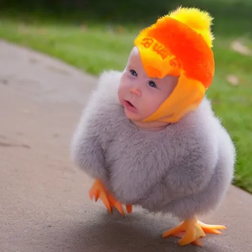 Image similar to cute baby chick dressed as an inmate