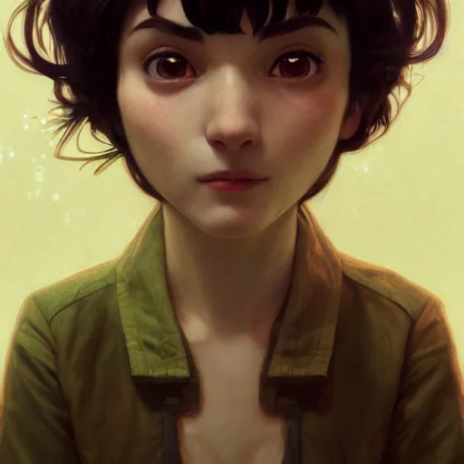 Image similar to portrait of a Animal Crossing character with brown nose, glowing skin, delicate features, amelie poulain, fantasy, intricate, elegant, highly detailed, digital painting, GameCube, concept art, smooth, sharp focus, illustration, art by Krenz Cushart and Artem Demura and alphonse mucha