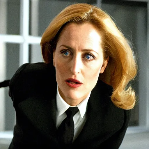 Prompt: Gillian Anderson as an agent in Men in Black