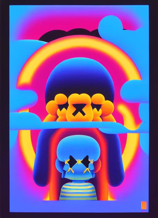 Image similar to nighttime vibes by shusei nagaoka, kaws, david rudnick, airbrush on canvas, pastell colours, cell shaded!!!, 8 k