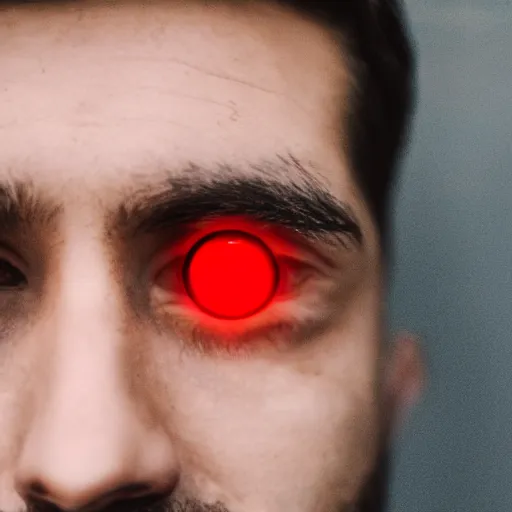 Image similar to a man with red glowing eyes