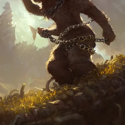 Image similar to a deadly bear trap, chained knife, hearthstone art style, epic fantasy style art by Craig Mullins, fantasy epic digital art, epic fantasy card game art by Greg Rutkowski