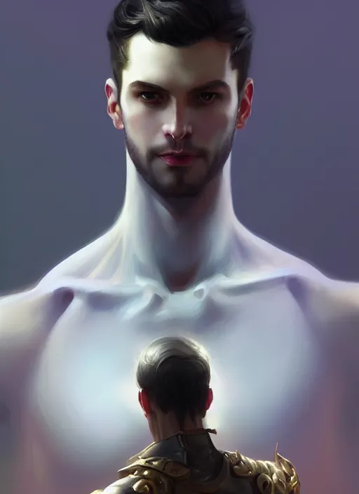 Prompt: Male Overlord, body portrait, slight smile, highly detailed, digital painting, artstation, concept art, sharp focus, illustration, art by wlop and J. C. Leyendecker and Edmund Bliar Leighton and Charlie Bowater