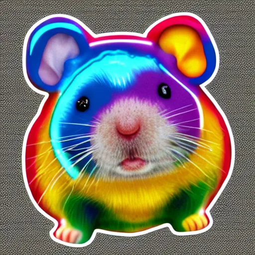 Prompt: rainbow hamster in the style of stray, 8 k, hd, light reflection