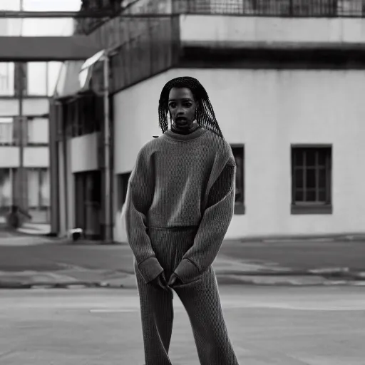 Image similar to realistic photoshooting for a new nike lookbook color film photography of a beautiful woman model, photo in style of tyler mitchell, ssense