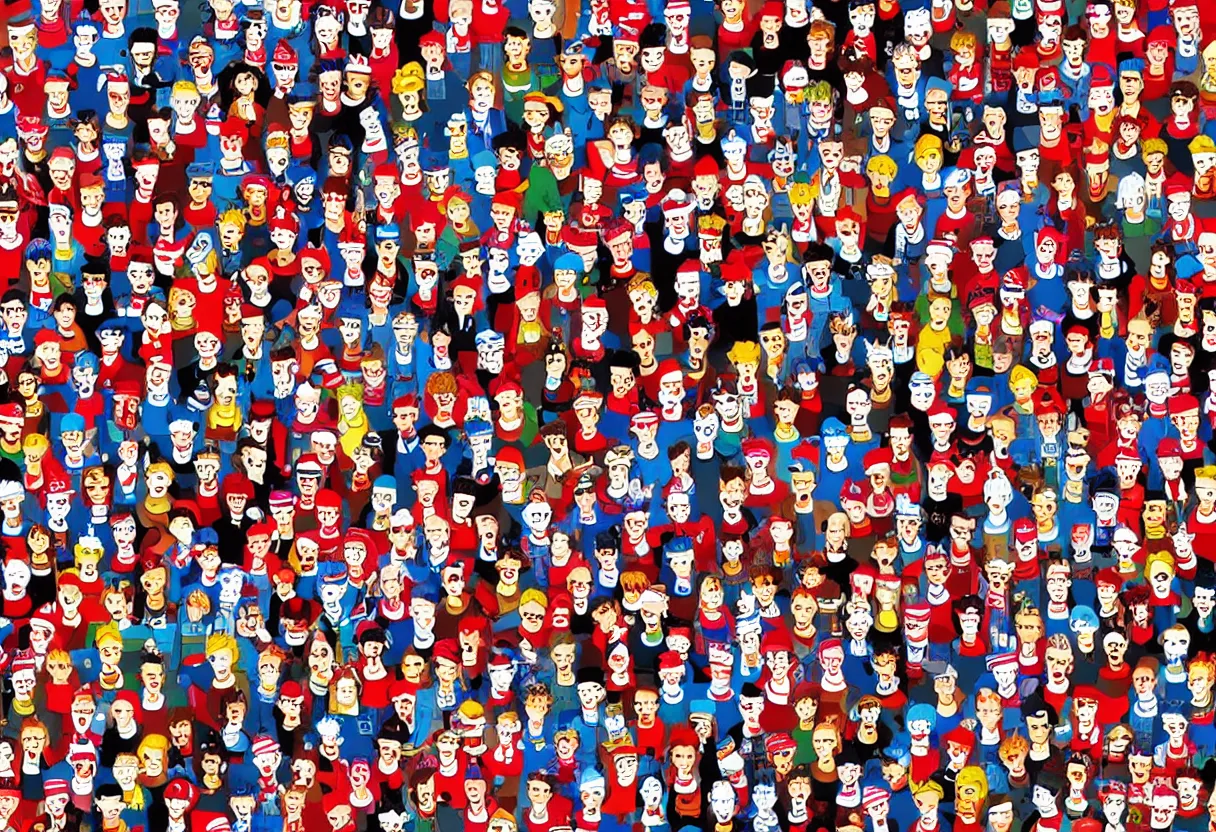 Image similar to where's waldo scene rickroll