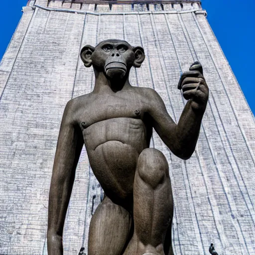 Image similar to high quality portrait of a monkey in front of Christ The Redeemer Statue, studio photograph, photograph, realistic photo, 8k photo, 4k photo, stock photo, high resolution, cinematic shot, high detail