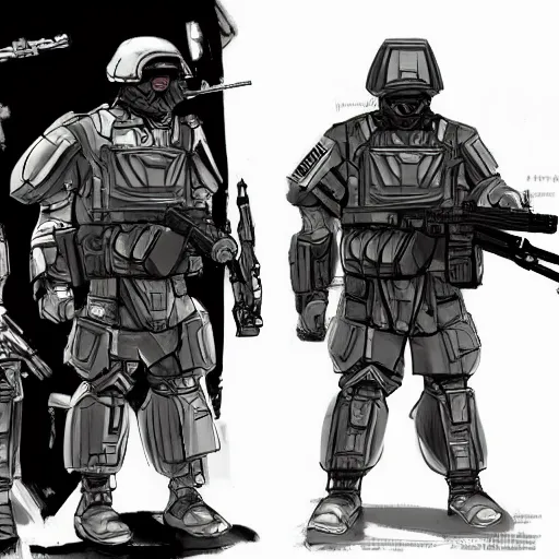 Image similar to sketches concept art standard tactial soldier lightweight nano chest armor plating millitary modern future era variants digital outline