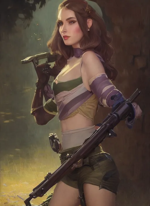 Prompt: portrait of caitlyn, from league of legends, holding a rifle, hyper detailed, digital painting, trending in artstation, cinematic lighting, studio quality, smooth render, fluorescent skin, unreal engine 5 rendered, octane rendered, art style by jules bastien - lepage and gaston bussiere and sleepy sheep and wlop and james christensen