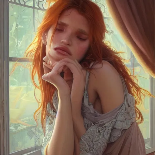 Image similar to ultra realistic illustration, bella thorne crying, intricate, elegant, highly detailed, digital painting, artstation, concept art, smooth, sharp focus, illustration, art by artgerm and greg rutkowski and alphonse mucha