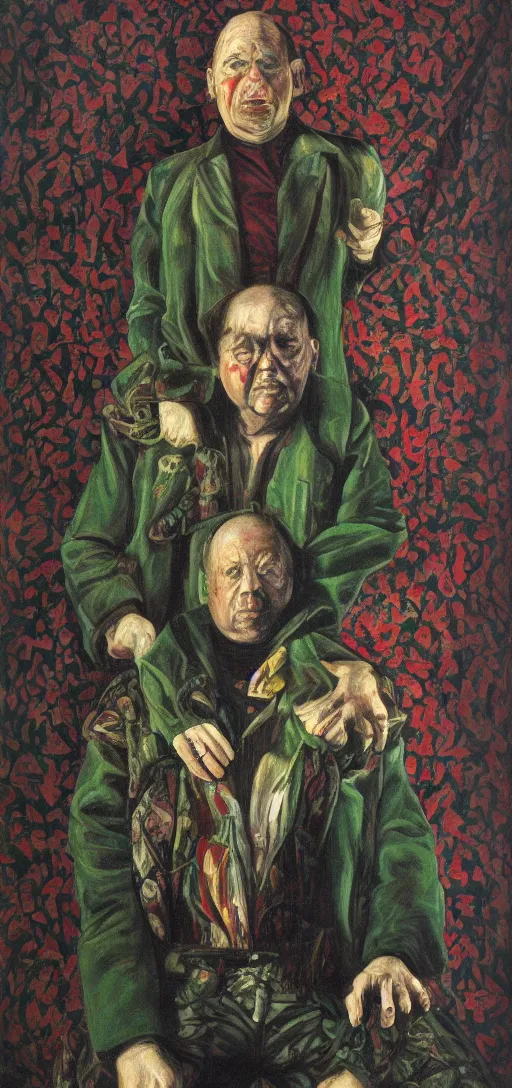 Prompt: macabre magic realism portrait painted by ivan albright