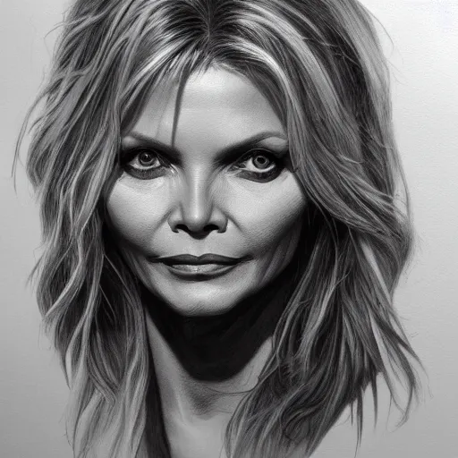 Image similar to amazing lifelike award winning pencil illustration of Michelle pfeiffer in scarface trending on art station artgerm Greg rutkowski cinematic
