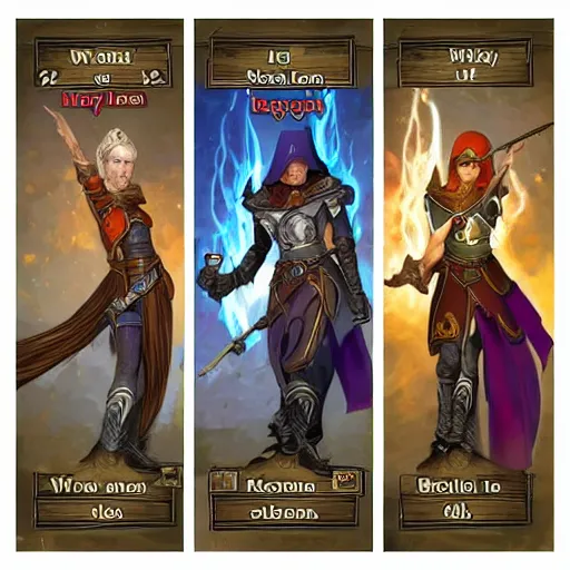 Prompt: warrior, cleric mage and thief, old school fpr,