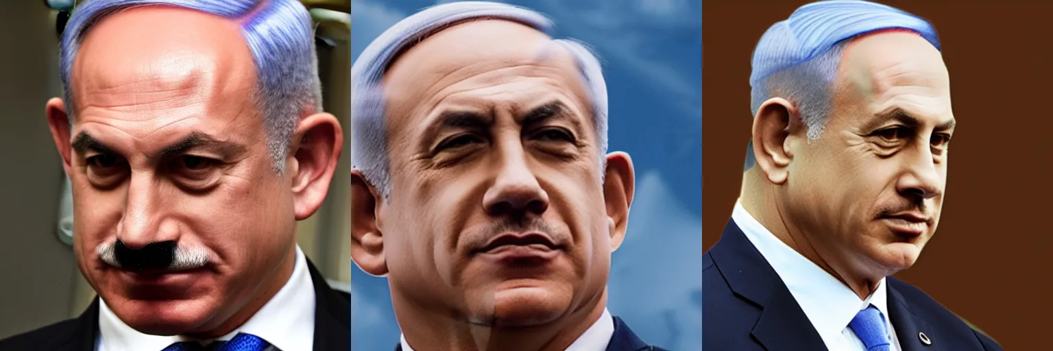 Prompt: Benjamin Netanyahu with a mustache