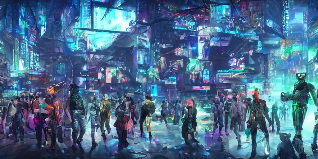 Image similar to high - resolution photograph from a cyberpunk era furry fandom convention ( midwest furfest 2 0 4 7 ), taking place after the genetic revolution and quantum singularity. photorealistic.