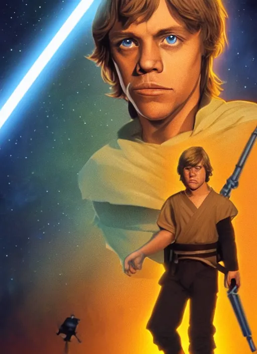 portrait of young mark hamill as luke skywalker in a, Stable Diffusion