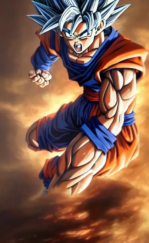 Image similar to dragonball goku, fantasy,realistic photography , intricate, elegant, highly detailed, digital painting, artstation, concept art, matte, sharp focus, illustration, art by artgerm and Greg Rutkowski, dreadjim, zeen chin