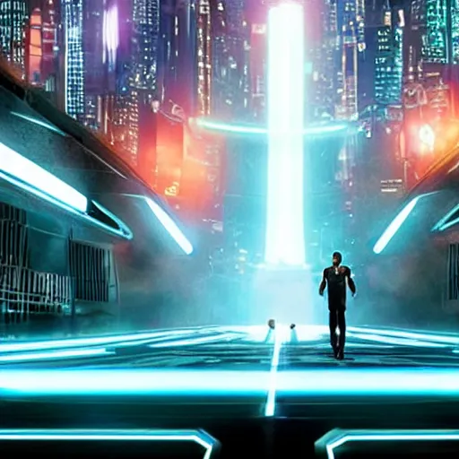 Image similar to A still from the Tron: Legacy (2010) reboot, directed by Mark Ryden