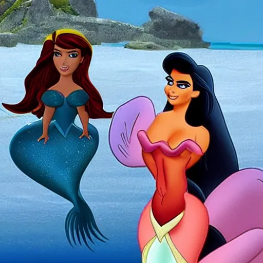 Prompt: Kim Kardashian as Ariel the Little Mermaid, cosplay