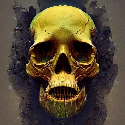 Image similar to portrait_of_a_melting_skull._intricate_abstract._intricate_artwork._by_Tooth_Wu_wlop_beeple_dan_mumford._octane_render_trending_on_artstat