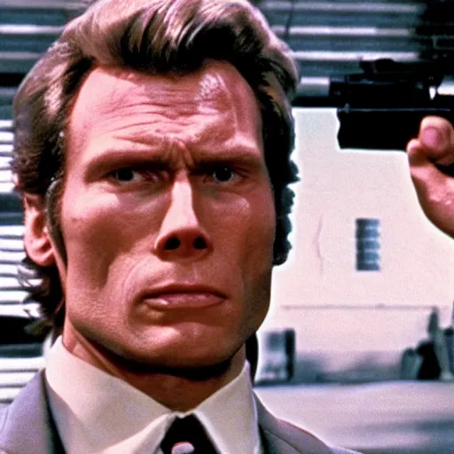 Image similar to Live Action Still of Jerma985 in Dirty Harry, real life, hyperrealistic, ultra realistic, realistic, highly detailed, epic, HD quality, 8k resolution, body and headshot, film still