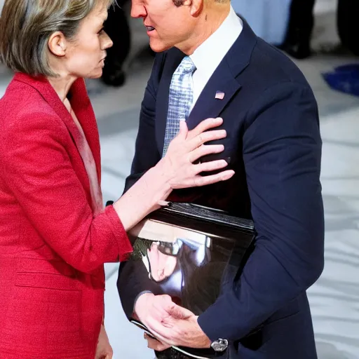 Prompt: photo of joe biden sniffing tom cruise