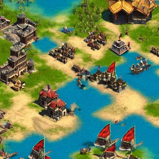 Prompt: a game like age of empires II, with a fish