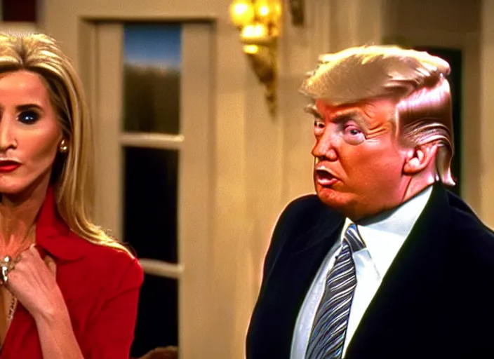 Prompt: film still of donald trump in the tv show friends