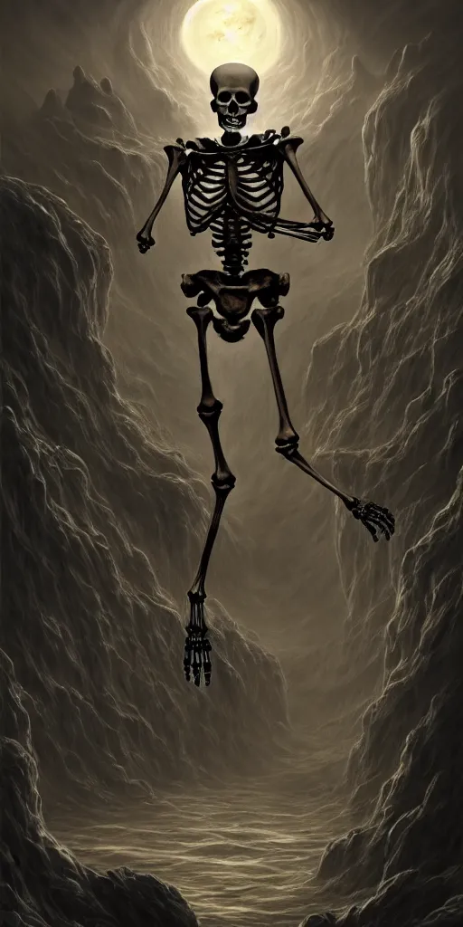 Image similar to a human skeleton slowly transforming into books, in the style of a matte oil painting and d & d art, eldritch, pages, award - winning, extremely detailed, sharp focus, 4 k